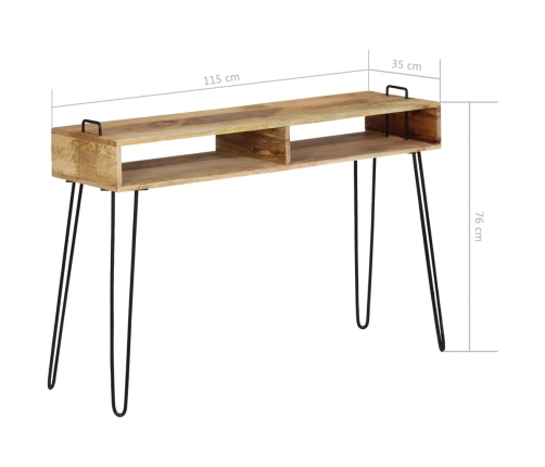 Mesa consola de madera maciza de mango 115x35x76 cm