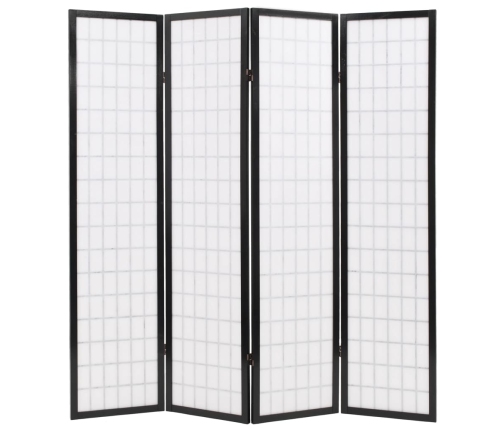 Biombo plegable con 4 paneles estilo japonés 160x170 cm negro