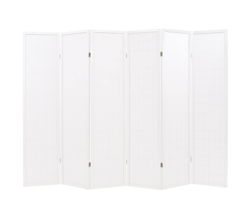 Biombo plegable con 6 paneles estilo japonés 240x170 cm blanco