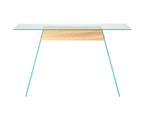 Mesa consola de MDF y vidrio color roble 120x30x76 cm