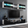 Mueble de salón de TV con luces LED negro brillante 5 piezas