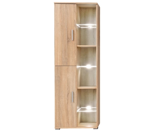 Mueble de salón de pared para TV con luces LED roble Sonoma