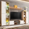 vidaXL Mueble salón pared para TV con luces LED roble Sonoma y blanco