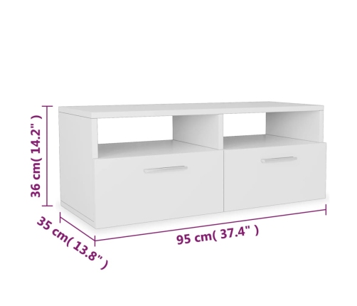 Mueble para TV de madera de ingeniería 2 unidades blanco