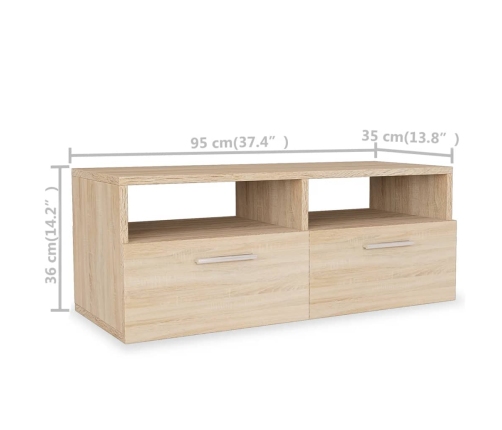 vidaXL Mueble de TV 2 piezas madera de ingeniería roble 95x35x36 cm