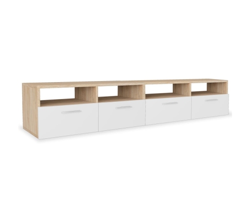 Mueble de TV 2 pzs madera ingeniería roble y blanco 95x35x36 cm