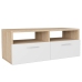 Mueble de TV 2 pzs madera ingeniería roble y blanco 95x35x36 cm