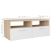 Mueble de TV 2 pzs madera ingeniería roble y blanco 95x35x36 cm