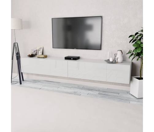 Mueble para TV 2 uds contrachapada blanco brillo 120x40x34cm