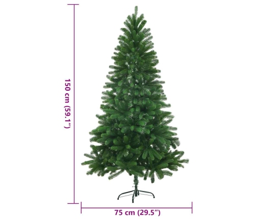 Árbol de Navidad artificial hojas realistas verde 150 cm