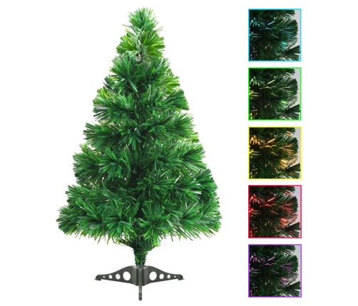 Árbol de Navidad artificial fibra óptica verde 64 cm