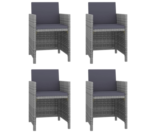 Set de comedor de jardín 5 pzas y cojines ratán sintético gris
