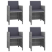 Set de comedor de jardín 5 pzas y cojines ratán sintético gris