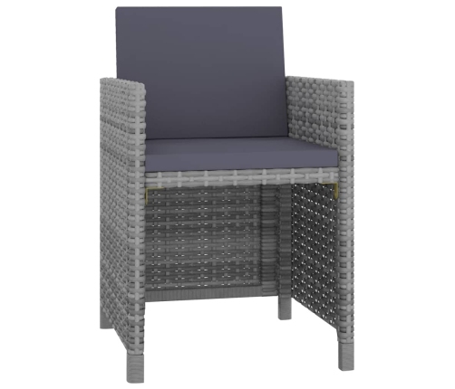 Set de comedor de jardín 5 pzas y cojines ratán sintético gris