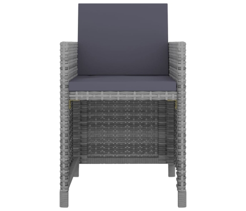 Set de comedor de jardín 5 pzas y cojines ratán sintético gris
