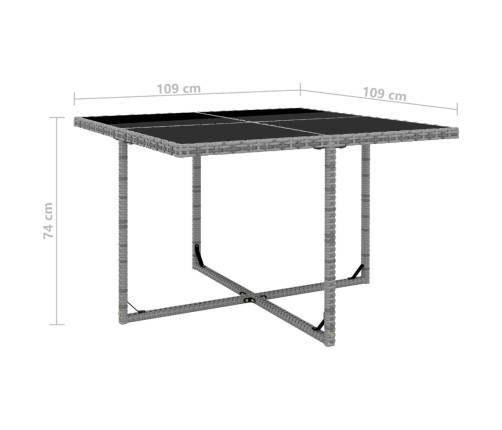 Set de comedor de jardín 5 pzas y cojines ratán sintético gris