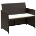 Set muebles de jardín 4 piezas y cojines ratán sintético marrón