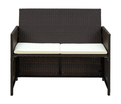 Set muebles de jardín 4 piezas y cojines ratán sintético marrón