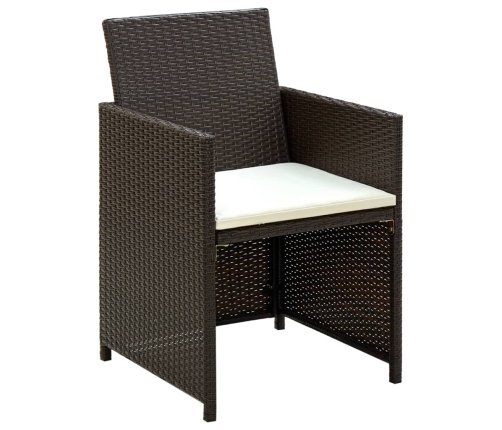Set muebles de jardín 4 piezas y cojines ratán sintético marrón