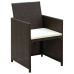 Set muebles de jardín 4 piezas y cojines ratán sintético marrón
