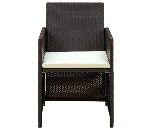 Set muebles de jardín 4 piezas y cojines ratán sintético marrón