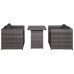 Set mesa y sillas jardín 3 pzas y cojines ratán sintético gris