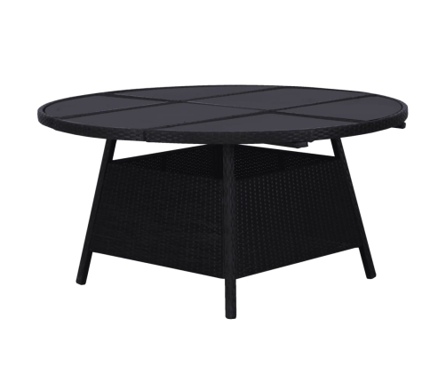 Set comedor de jardín 9 piezas y cojines ratán sintético negro