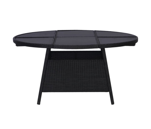 Set comedor de jardín 9 piezas y cojines ratán sintético negro
