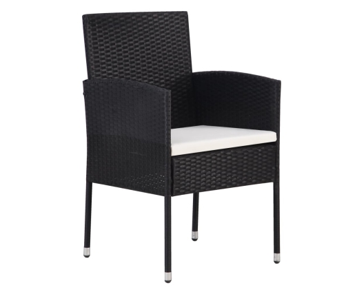 Set comedor de jardín 9 piezas y cojines ratán sintético negro
