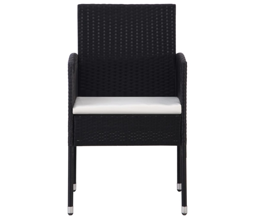 Set comedor de jardín 9 piezas y cojines ratán sintético negro