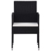 Set comedor de jardín 9 piezas y cojines ratán sintético negro