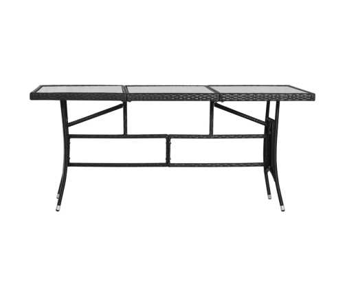 Mesa de jardín 170x80x74 cm ratán sintético negro