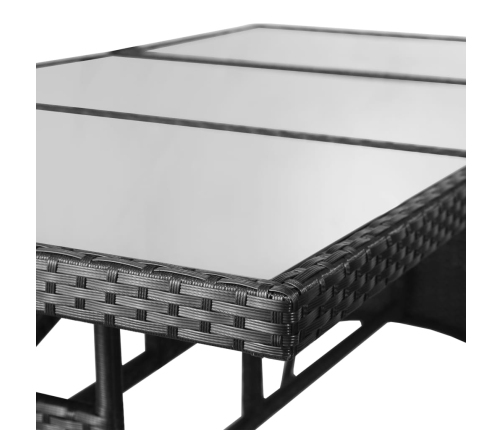 Mesa de jardín 170x80x74 cm ratán sintético negro