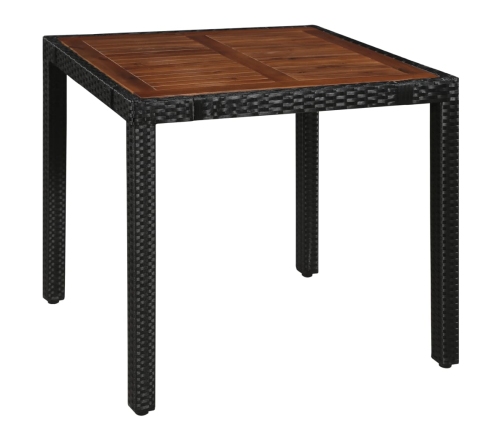 Set comedor jardín 5 pzas ratán sintético y madera acacia negro