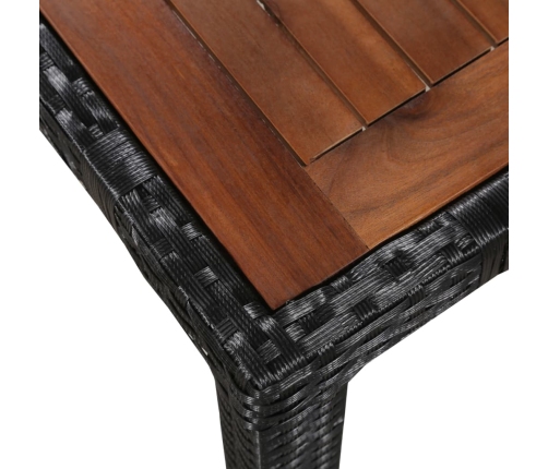 Set comedor jardín 5 pzas ratán sintético y madera acacia negro