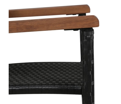 Set comedor jardín 5 pzas ratán sintético y madera acacia negro