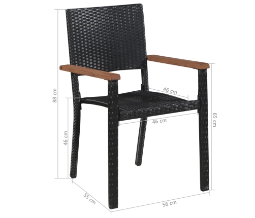 Set comedor jardín 5 pzas ratán sintético y madera acacia negro