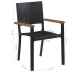 Set comedor jardín 5 pzas ratán sintético y madera acacia negro