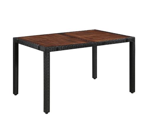 Set comedor jardín 7 pzas ratán sintético y madera acacia negro