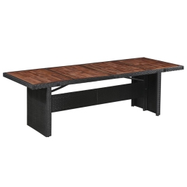 Mesa de jardín ratán sintético madera acacia maciza 240x90x74cm