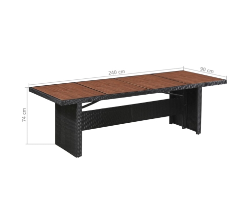 vidaXL Mesa de jardín ratán sintético madera acacia maciza 240x90x74cm