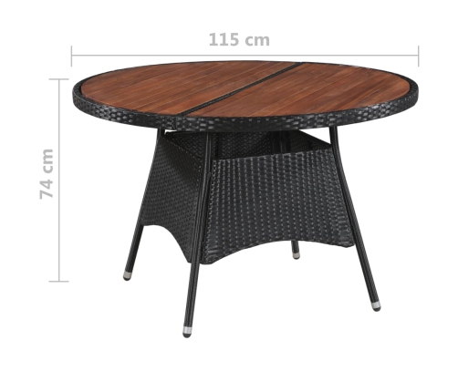 Mesa de jardín ratán sintético madera maciza acacia 115x74 cm