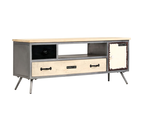 Mueble para TV de madera de mango maciza y acero 120x30x45 cm