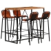 Set muebles bar 5 pzas madera reciclada cuero cabra auténtico