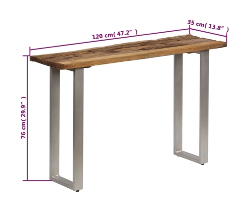 vidaXL Mesa consola madera reciclada y acero 120x35x76 cm