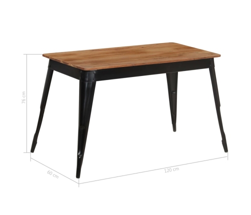 Mesa de comedor de madera maciza de acacia y acero 120x60x76 cm