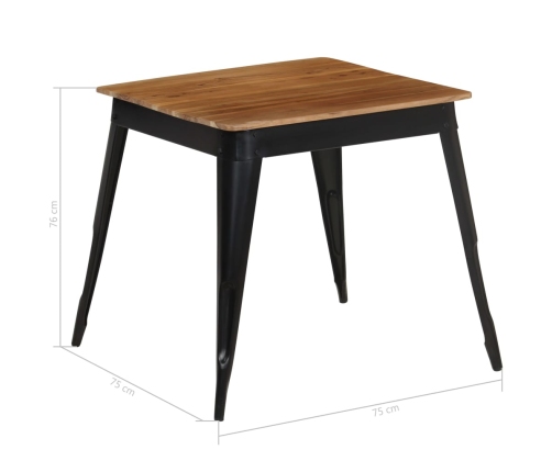 Mesa de comedor de madera maciza de acacia y acero 75x75x76 cm