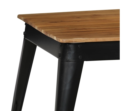 Mesa de comedor de madera maciza de acacia y acero 75x75x76 cm