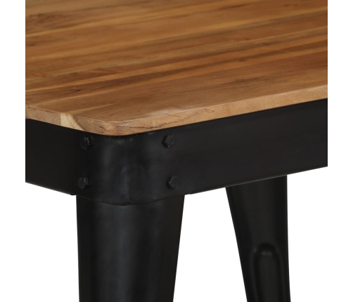 Mesa de comedor de madera maciza de acacia y acero 75x75x76 cm