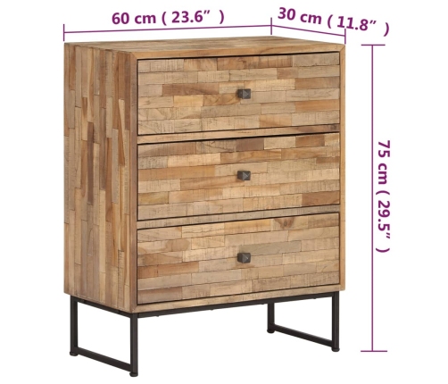 Aparador de madera de teca reciclada 60x30x75 cm